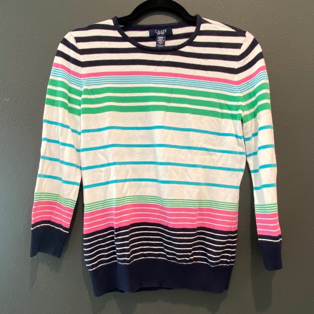 Chaps lightweight striped sweater size M preppy